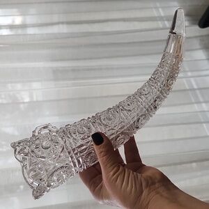 Antique Pressed Glass Horn Epergne Cornucopia Flower Vase